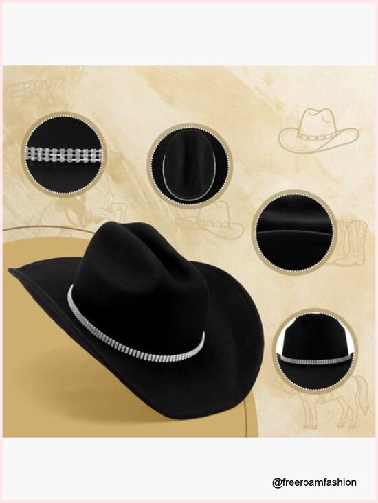 100% Wool Felt Cowboy Hat Unisex Western Cowgirl Hat main image 3